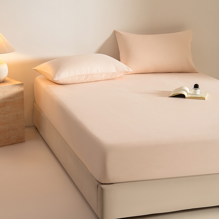 91家纺网 家纺一手货源 找家纺 Mr.pig猪先生水洗棉 2025新款A类50支双股全棉纯棉贡缎磨毛单床笠床笠单件 芙蓉粉