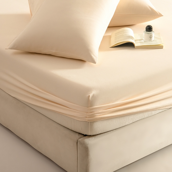 91家纺网 家纺一手货源 找家纺 Mr.pig猪先生水洗棉 2025新款A类50支双股全棉纯棉贡缎磨毛单床笠床笠单件 透玉粉