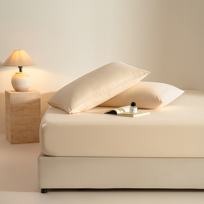 91家纺网 家纺一手货源 找家纺 Mr.pig猪先生水洗棉 2025新款A类50支双股全棉纯棉贡缎磨毛单床笠床笠单件 透玉粉