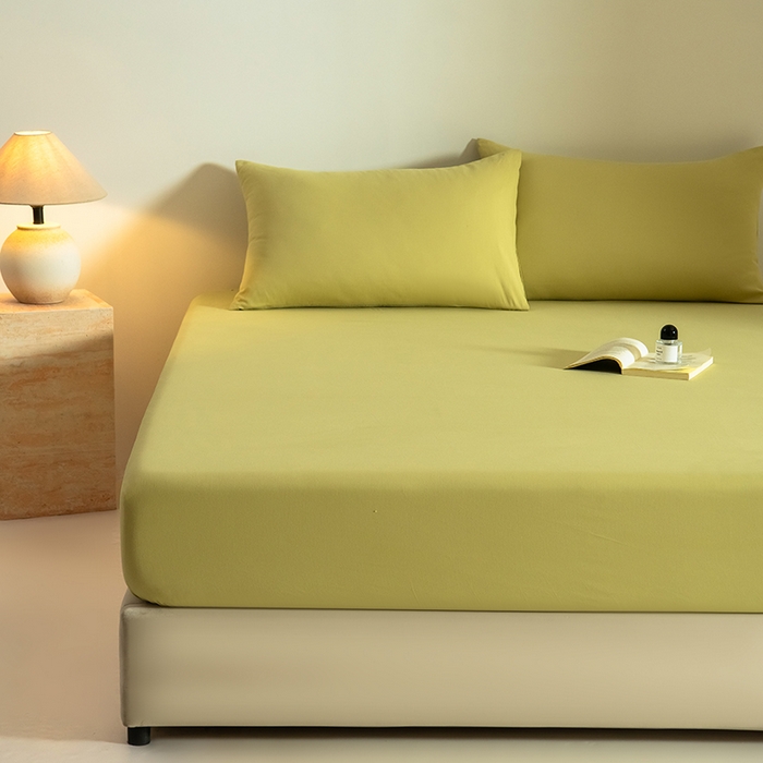 91家纺网 家纺一手货源 找家纺 Mr.pig猪先生水洗棉 2025新款A类50支双股全棉纯棉贡缎磨毛单床笠床笠单件 莫兰绿