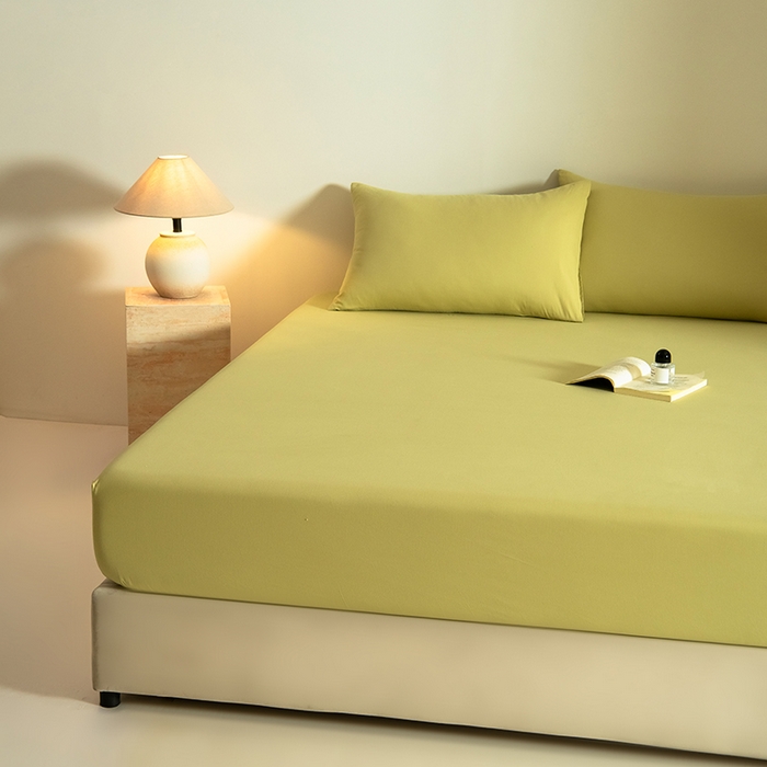 91家纺网 家纺一手货源 找家纺 Mr.pig猪先生水洗棉 2025新款A类50支双股全棉纯棉贡缎磨毛单床笠床笠单件 莫兰绿