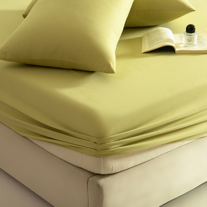 91家纺网 家纺一手货源 找家纺 Mr.pig猪先生水洗棉 2025新款A类50支双股全棉纯棉贡缎磨毛单床笠床笠单件 莫兰绿