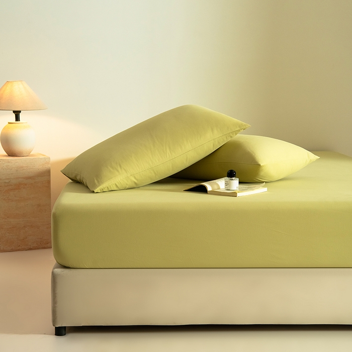 91家纺网 家纺一手货源 找家纺 Mr.pig猪先生水洗棉 2025新款A类50支双股全棉纯棉贡缎磨毛单床笠床笠单件 莫兰绿