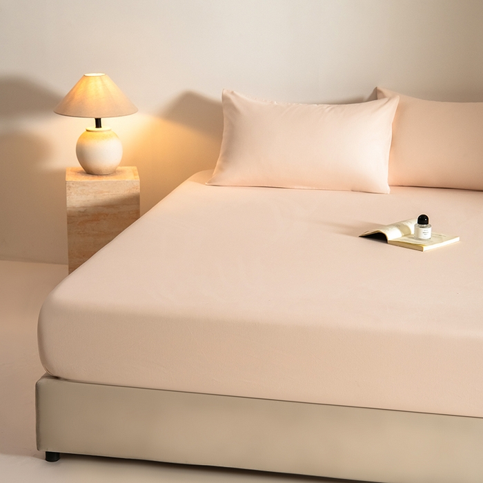 91家纺网 家纺一手货源 找家纺 Mr.pig猪先生水洗棉 2025新款A类50支双股全棉纯棉贡缎磨毛单床笠床笠单件 芙蓉粉