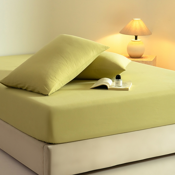 91家纺网 家纺一手货源 找家纺 Mr.pig猪先生水洗棉 2025新款A类50支双股全棉纯棉贡缎磨毛单床笠床笠单件 莫兰绿