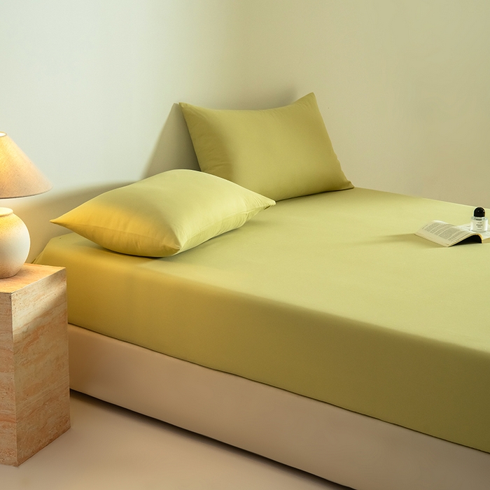 91家纺网 家纺一手货源 找家纺 Mr.pig猪先生水洗棉 2025新款A类50支双股全棉纯棉贡缎磨毛单床笠床笠单件 莫兰绿