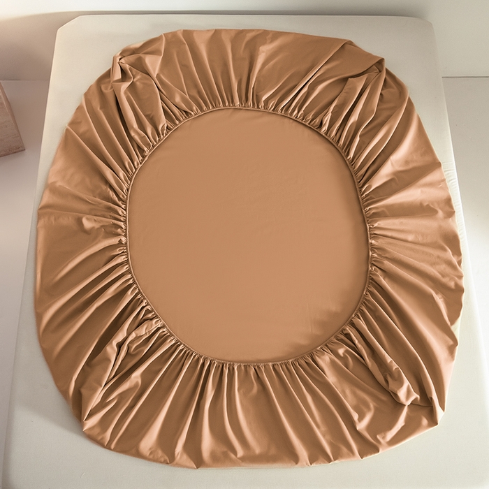 91家纺网 家纺一手货源 找家纺 Mr.pig猪先生水洗棉 2025新款A类50支双股全棉纯棉贡缎磨毛单床笠床笠单件 太妃棕