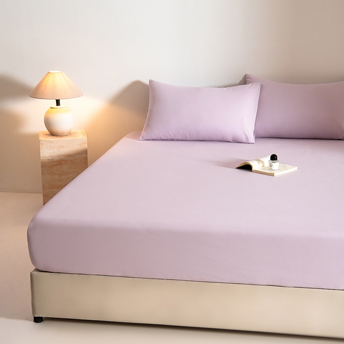 91家纺网 家纺一手货源 找家纺 Mr.pig猪先生水洗棉 2025新款A类50支双股全棉纯棉贡缎磨毛单床笠床笠单件 郁金香紫