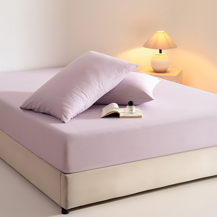 91家纺网 家纺一手货源 找家纺 Mr.pig猪先生水洗棉 2025新款A类50支双股全棉纯棉贡缎磨毛单床笠床笠单件 郁金香紫