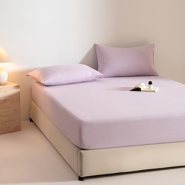 91家纺网 家纺一手货源 找家纺 Mr.pig猪先生水洗棉 2025新款A类50支双股全棉纯棉贡缎磨毛单床笠床笠单件 郁金香紫