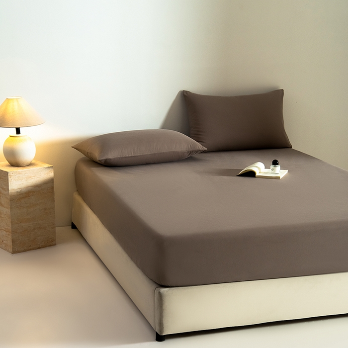 91家纺网 家纺一手货源 找家纺 Mr.pig猪先生水洗棉 2025新款A类50支双股全棉纯棉贡缎磨毛单床笠床笠单件 沙尘灰