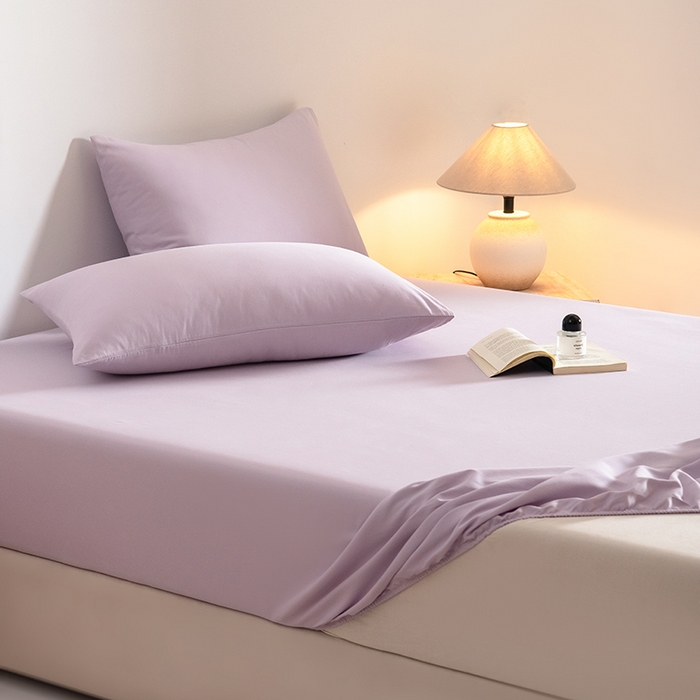 91家纺网 家纺一手货源 找家纺 Mr.pig猪先生水洗棉 2025新款A类50支双股全棉纯棉贡缎磨毛单床笠床笠单件 郁金香紫