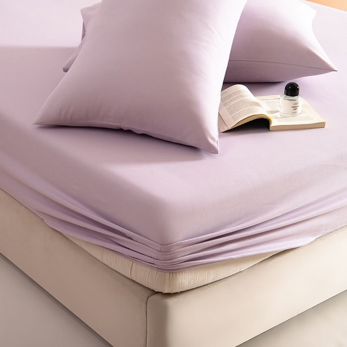 91家纺网 家纺一手货源 找家纺 Mr.pig猪先生水洗棉 2025新款A类50支双股全棉纯棉贡缎磨毛单床笠床笠单件 郁金香紫