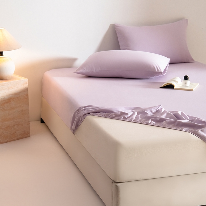 91家纺网 家纺一手货源 找家纺 Mr.pig猪先生水洗棉 2025新款A类50支双股全棉纯棉贡缎磨毛单床笠床笠单件 郁金香紫