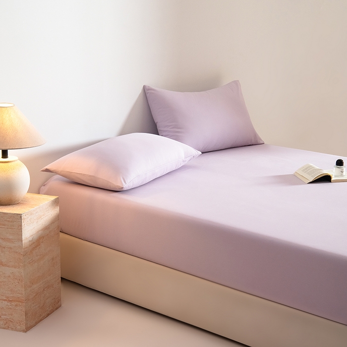 91家纺网 家纺一手货源 找家纺 Mr.pig猪先生水洗棉 2025新款A类50支双股全棉纯棉贡缎磨毛单床笠床笠单件 郁金香紫