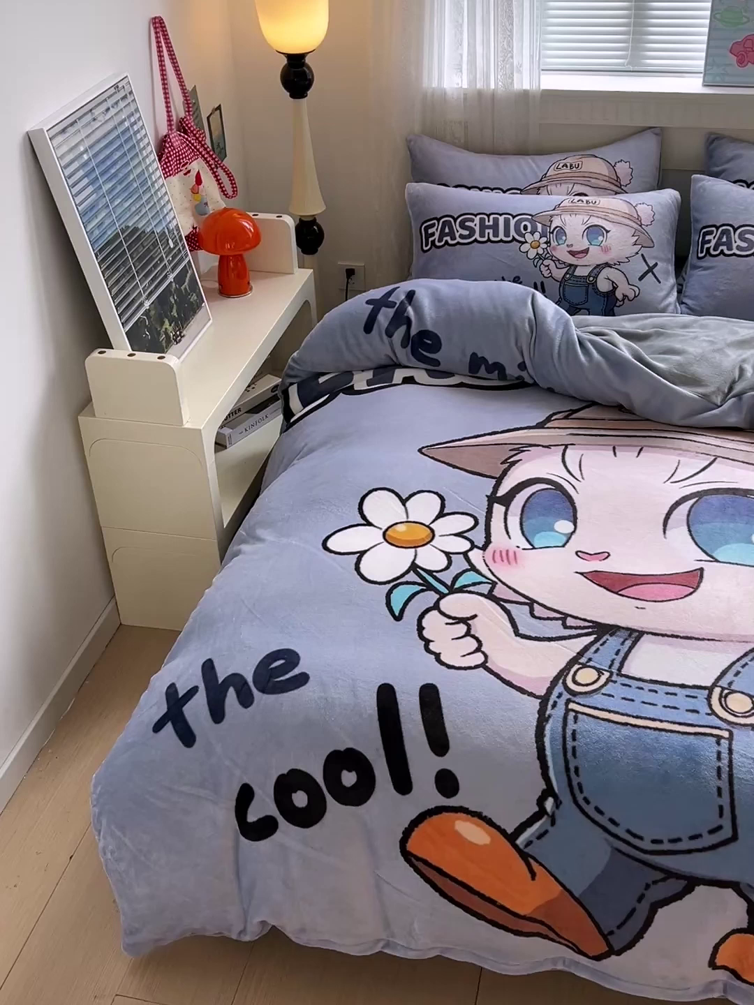 91家纺网 家纺一手货源 找家纺 喜梦缘 2025年新款大版小版卡通牛奶绒四件套 酷宝