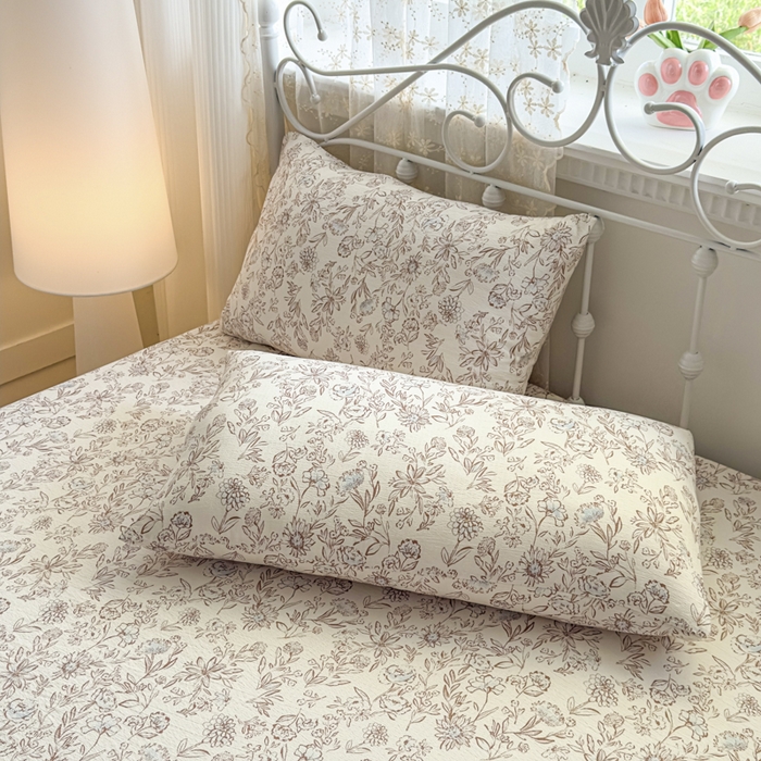 91家纺网 家纺一手货源 找家纺 爱彼家纺 2025新款水洗水洗棉印花床笠单品床笠床笠三件套风格二 花盏