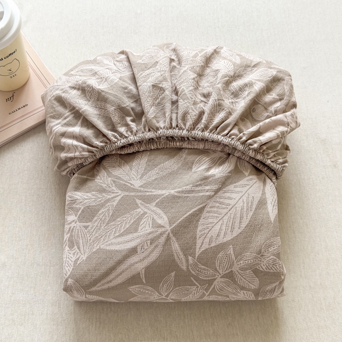 91家纺网 家纺一手货源 找家纺 爱彼家纺 2025新款水洗水洗棉印花床笠单品床笠床笠三件套风格二 叶影漫漫