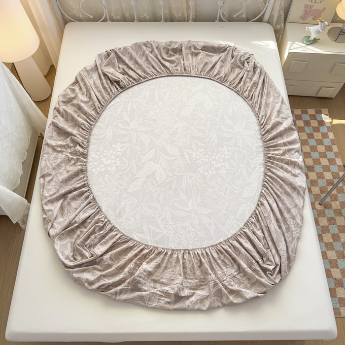 91家纺网 家纺一手货源 找家纺 爱彼家纺 2025新款水洗水洗棉印花床笠单品床笠床笠三件套风格二 叶影漫漫