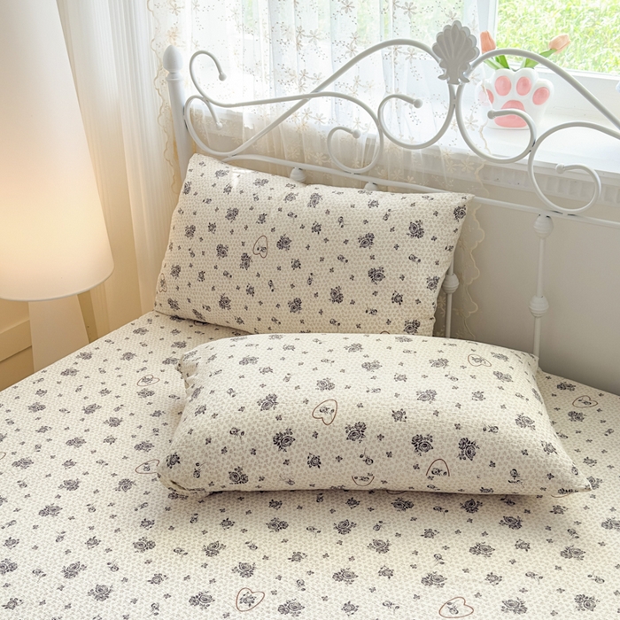 91家纺网 家纺一手货源 找家纺 爱彼家纺 2025新款水洗水洗棉印花床笠单品床笠床笠三件套风格二 玫瑰絮