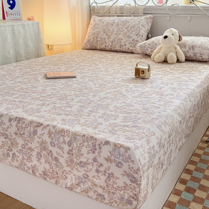 91家纺网 家纺一手货源 找家纺 爱彼家纺 2025新款水洗水洗棉印花床笠单品床笠床笠三件套风格二 淡彩花漾