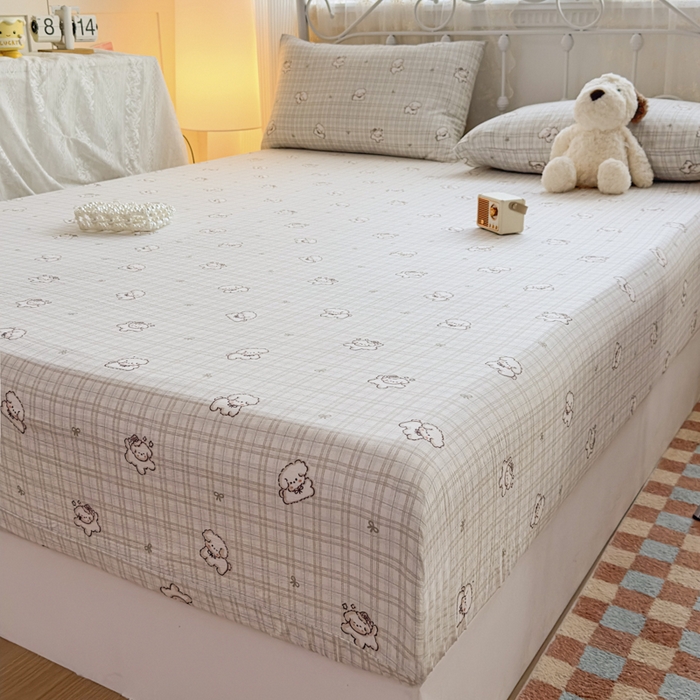 91家纺网 家纺一手货源 找家纺 爱彼家纺 2025新款水洗水洗棉印花床笠单品床笠床笠三件套风格二 小甜狗