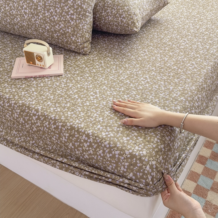 91家纺网 家纺一手货源 找家纺 爱彼家纺 2025新款水洗水洗棉印花床笠单品床笠床笠三件套风格二 花底碎星