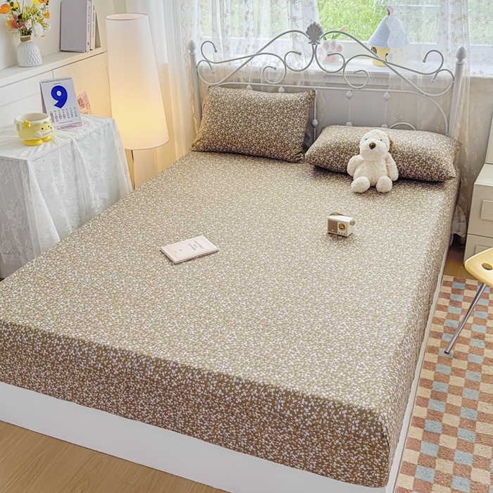 91家纺网 家纺一手货源 找家纺 爱彼家纺 2025新款水洗水洗棉印花床笠单品床笠床笠三件套风格二 花底碎星