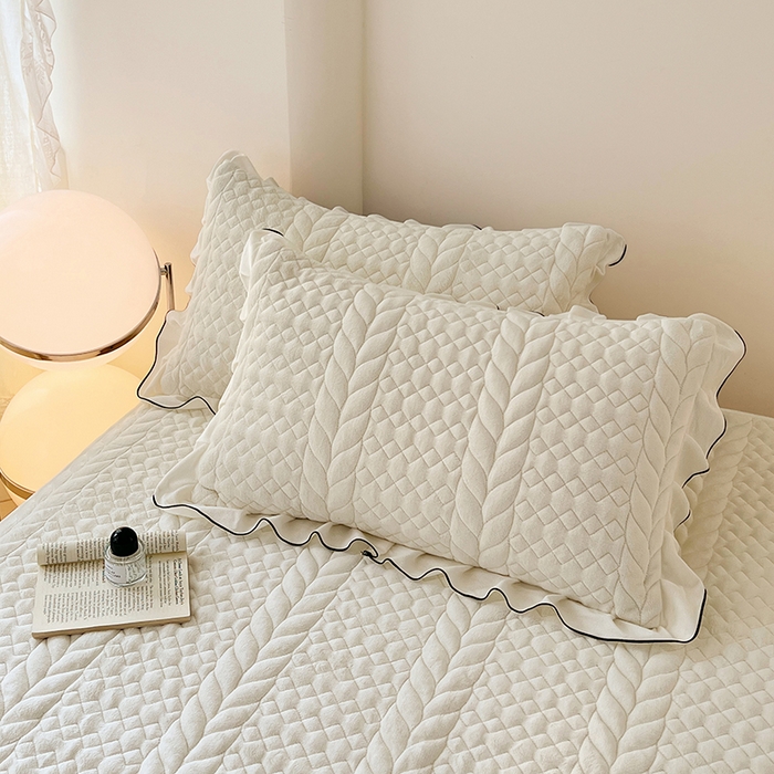 91家纺网 家纺一手货源 找家纺 梦舒羽 2025新款牛奶绒花边夹棉枕套单人宿舍枕芯套枕头套一对-轻奢 花边轻奢款-象牙白