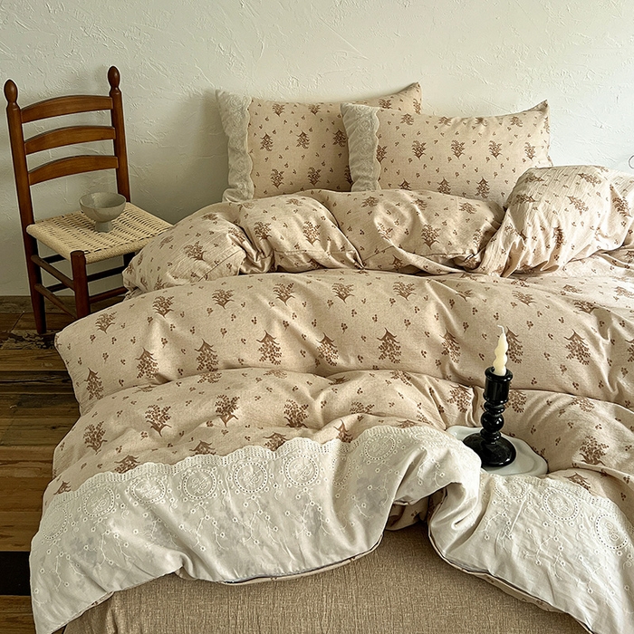 梵克保罗 2025新款亚麻复古花边系列四件套 繁花