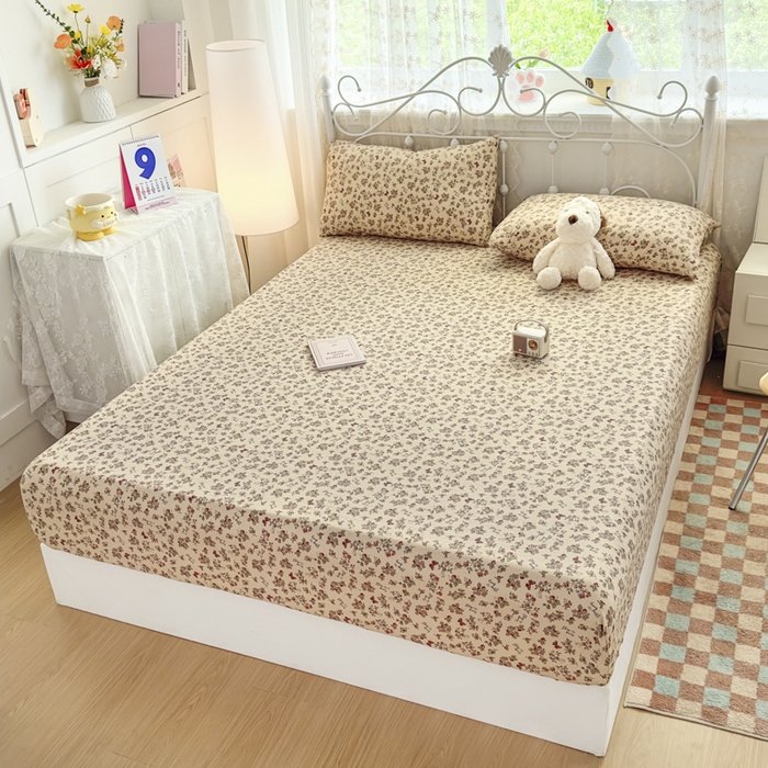 91家纺网 家纺一手货源 找家纺 爱彼家纺 2025新款水洗水洗棉印花床笠单品床笠床笠三件套风格二 莓花蝶语