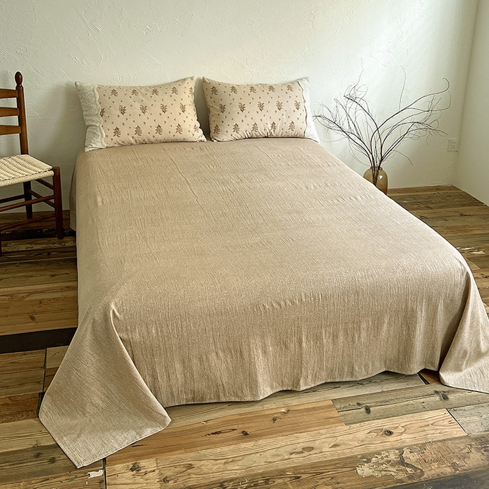 91家纺网 家纺一手货源 找家纺 梵克保罗 2025新款亚麻复古花边系列四件套 繁花