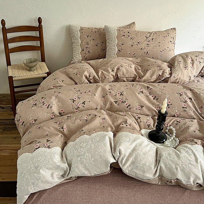 梵克保罗 2025新款亚麻复古花边系列四件套 花言