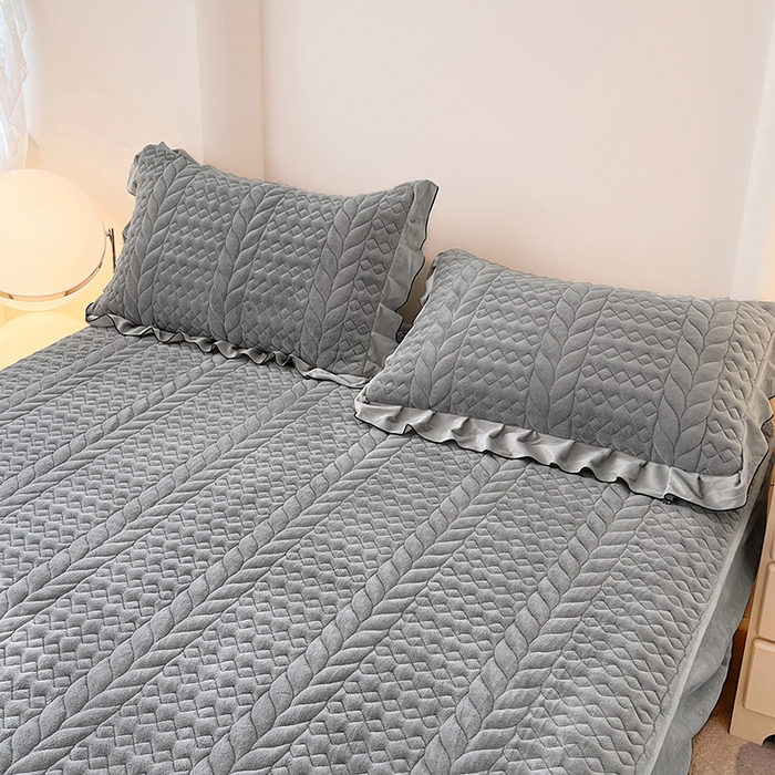 91家纺网 家纺一手货源 找家纺 梦舒羽 2025新款牛奶绒花边夹棉枕套单人宿舍枕芯套枕头套一对-轻奢 花边轻奢款-星辰灰