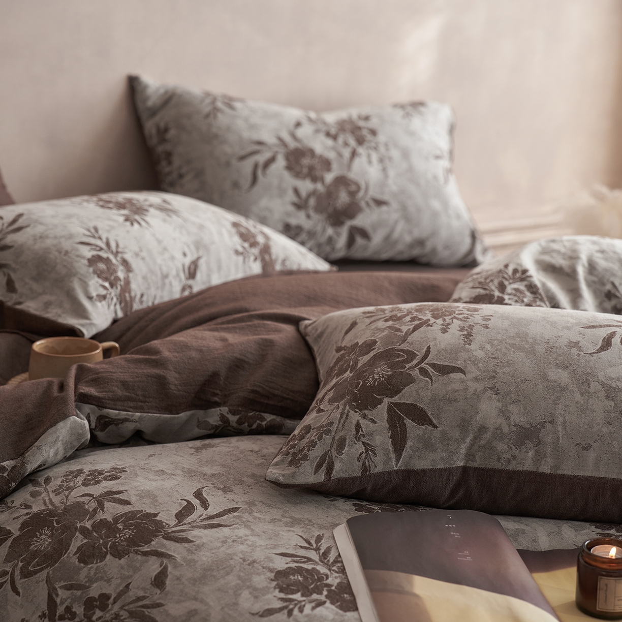 91家纺网 家纺一手货源 找家纺 梵克保罗 2025秋冬新款全棉水洗色织大提花四件套 日照繁花-罗汉果