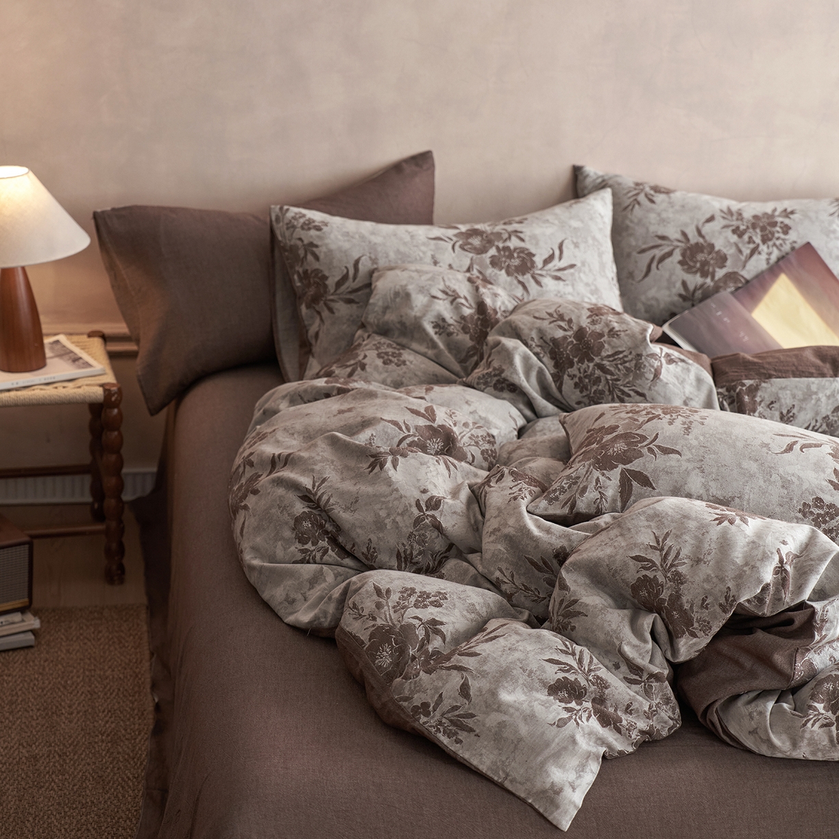 91家纺网 家纺一手货源 找家纺 梵克保罗 2025秋冬新款全棉水洗色织大提花四件套 日照繁花-罗汉果