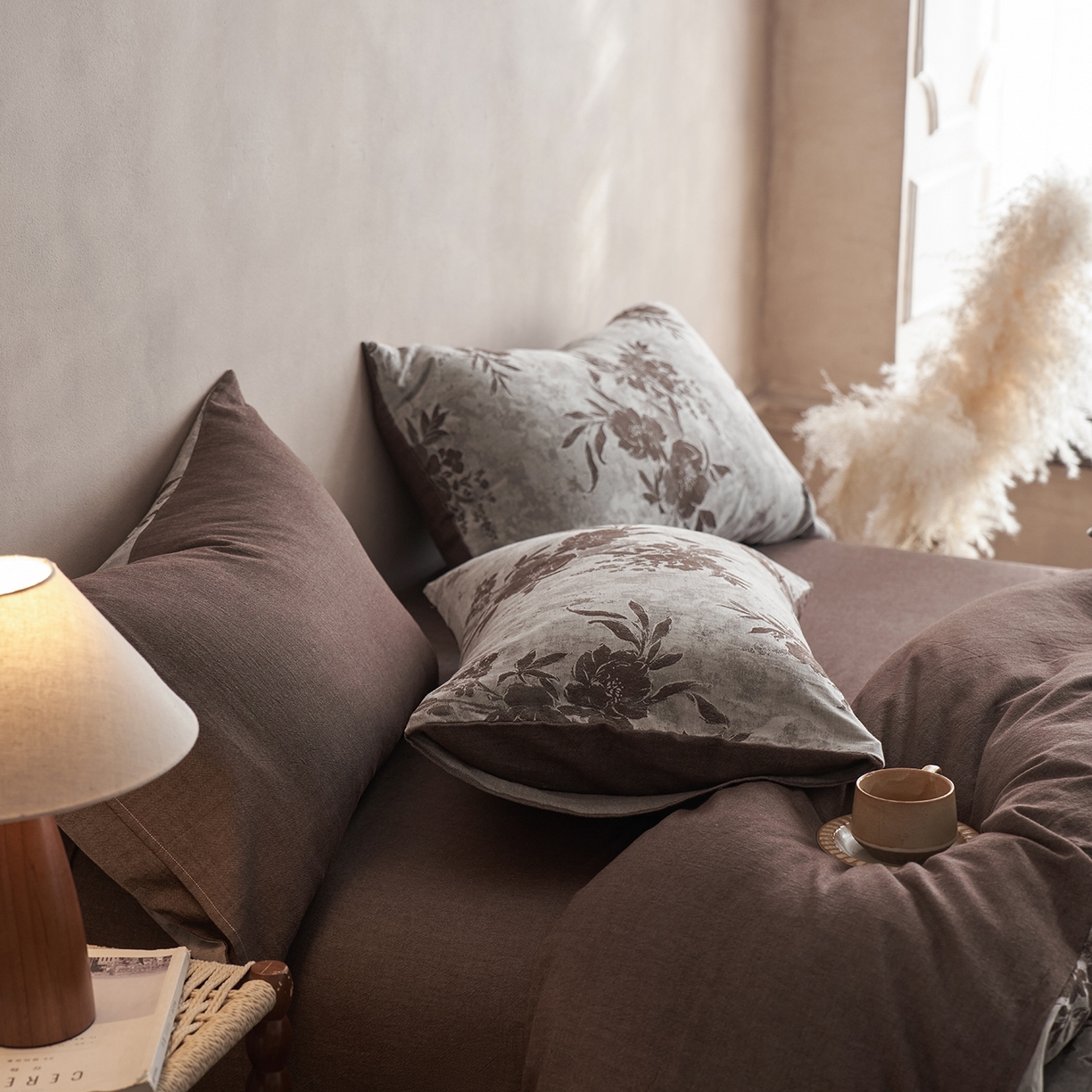 91家纺网 家纺一手货源 找家纺 梵克保罗 2025秋冬新款全棉水洗色织大提花四件套 日照繁花-罗汉果