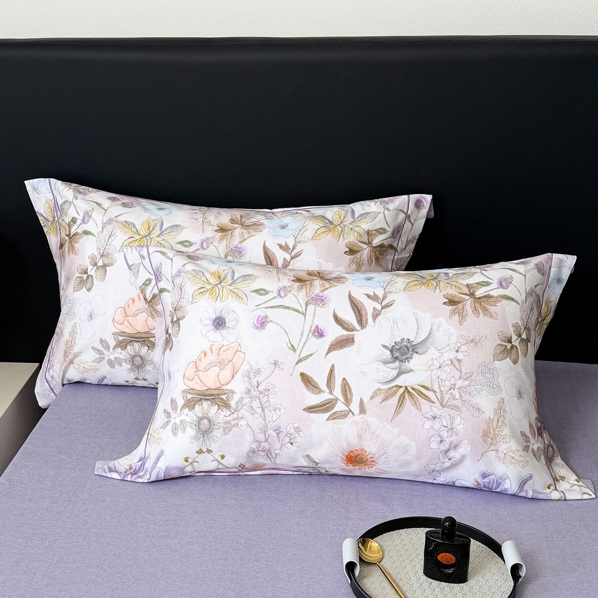 91家纺网 家纺一手货源 找家纺 梵克保罗 2025秋冬新款数码印花全棉磨毛单被套三件套四件套系列 热恋花季-灰