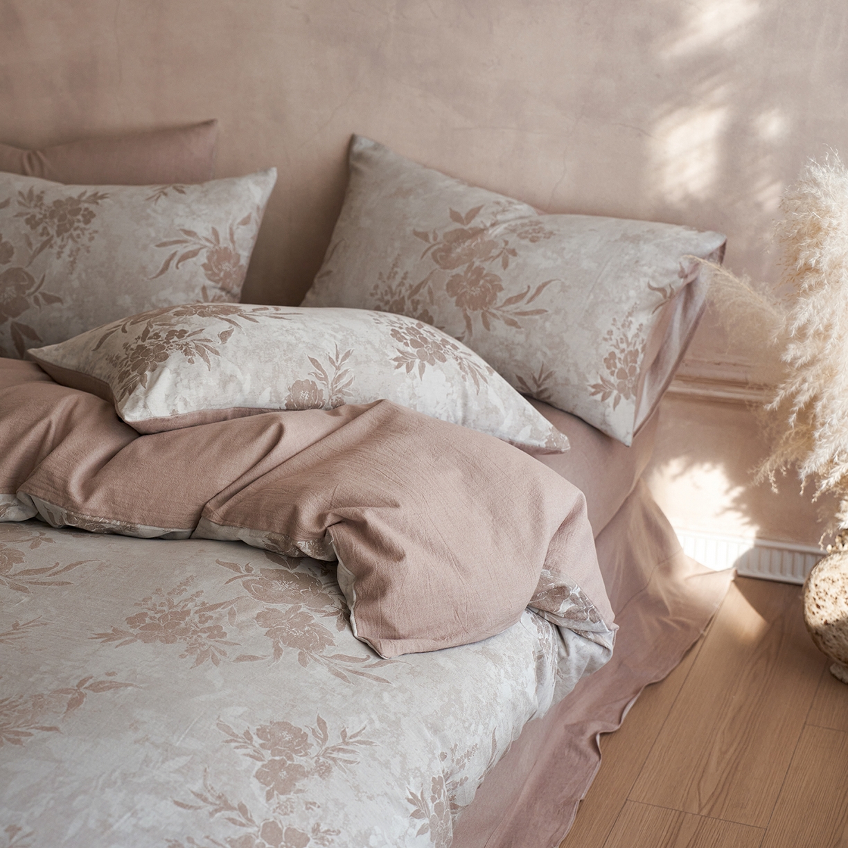 91家纺网 家纺一手货源 找家纺 梵克保罗 2025秋冬新款全棉水洗色织大提花四件套 日照繁花-桂圆