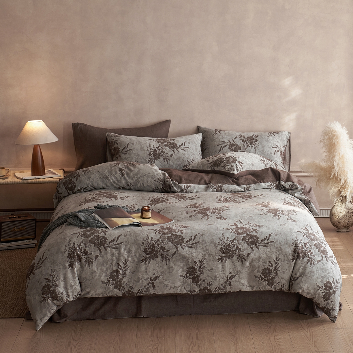 梵克保罗 2025秋冬新款全棉水洗色织大提花四件套 日照繁花-罗汉果