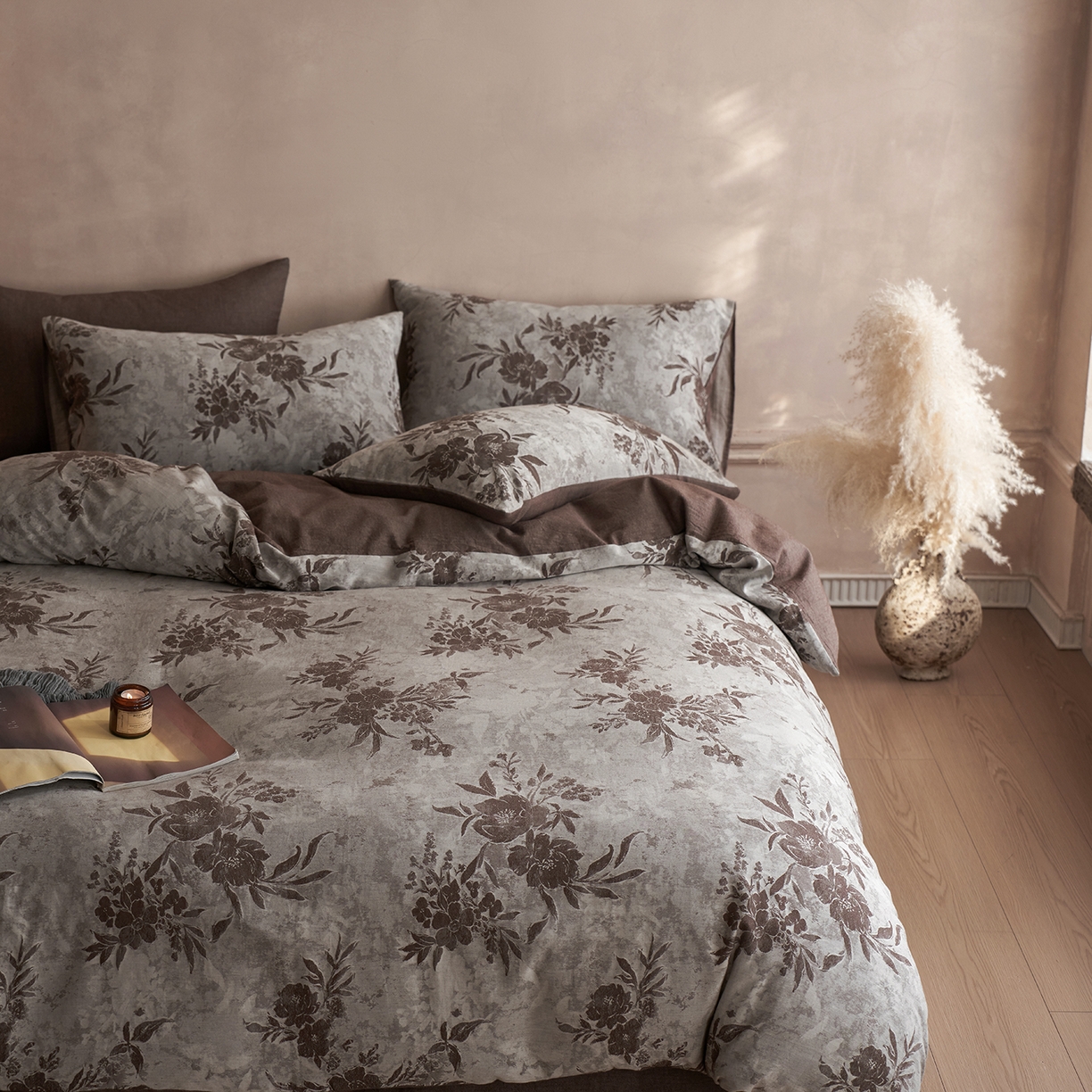 91家纺网 家纺一手货源 找家纺 梵克保罗 2025秋冬新款全棉水洗色织大提花四件套 日照繁花-罗汉果