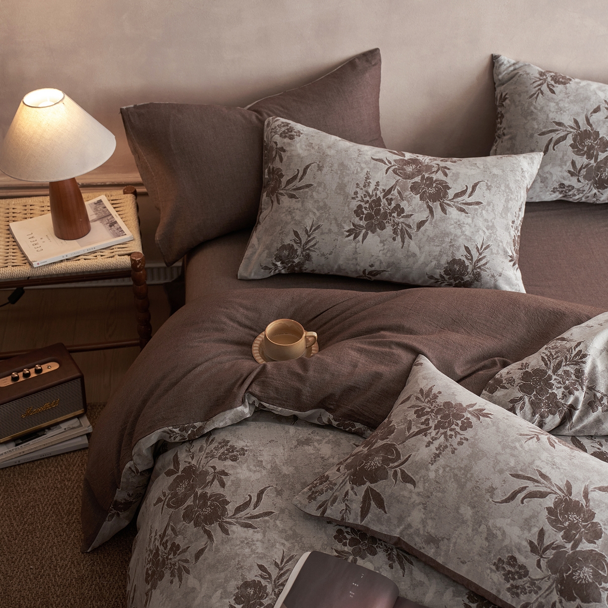 91家纺网 家纺一手货源 找家纺 梵克保罗 2025秋冬新款全棉水洗色织大提花四件套 日照繁花-罗汉果