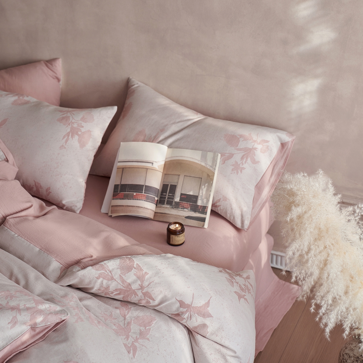 91家纺网 家纺一手货源 找家纺 梵克保罗 2025秋冬新款全棉水洗色织大提花四件套 格林特-暗粉