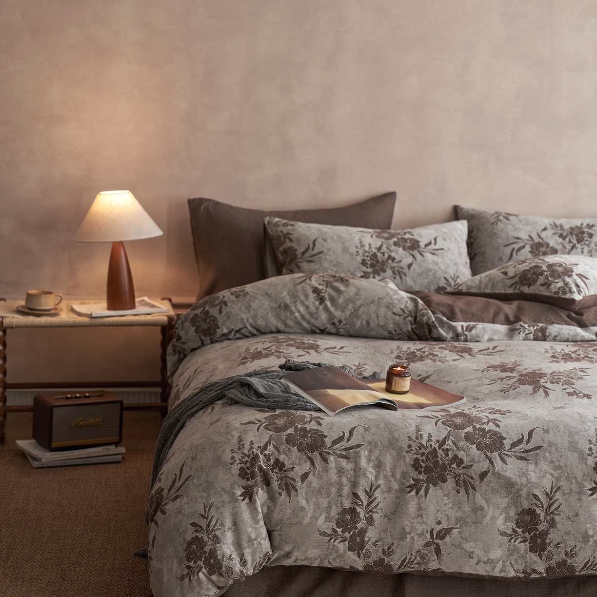 91家纺网 家纺一手货源 找家纺 梵克保罗 2025秋冬新款全棉水洗色织大提花四件套 日照繁花-罗汉果