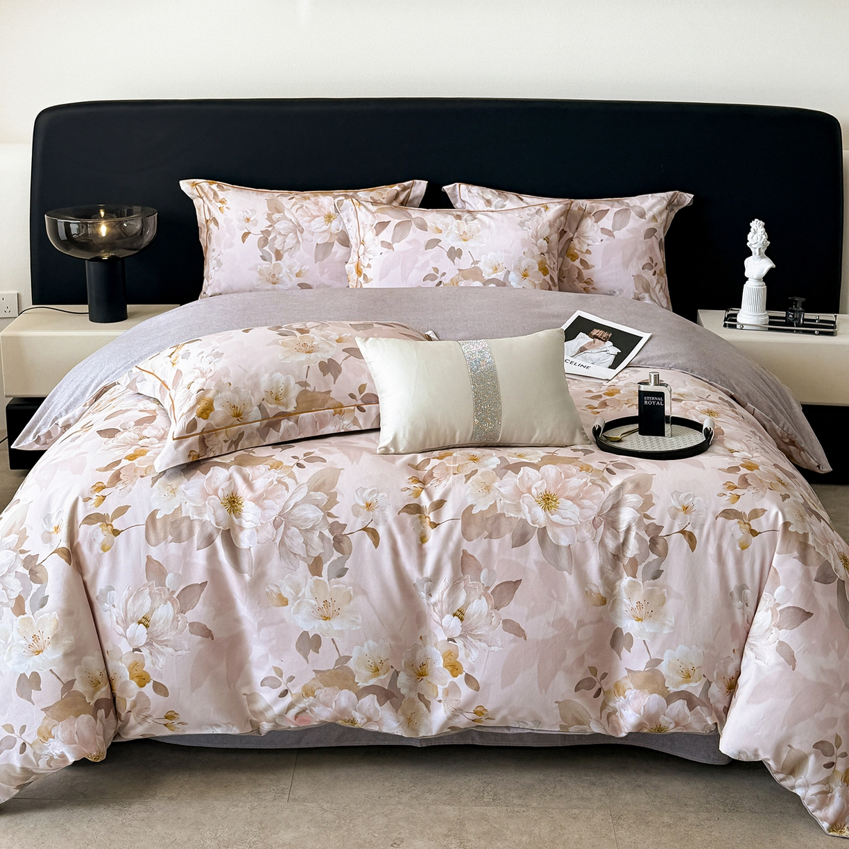 91家纺网 家纺一手货源 找家纺 梵克保罗 2025秋冬新款数码印花全棉磨毛单被套三件套四件套系列 凤穿牡丹