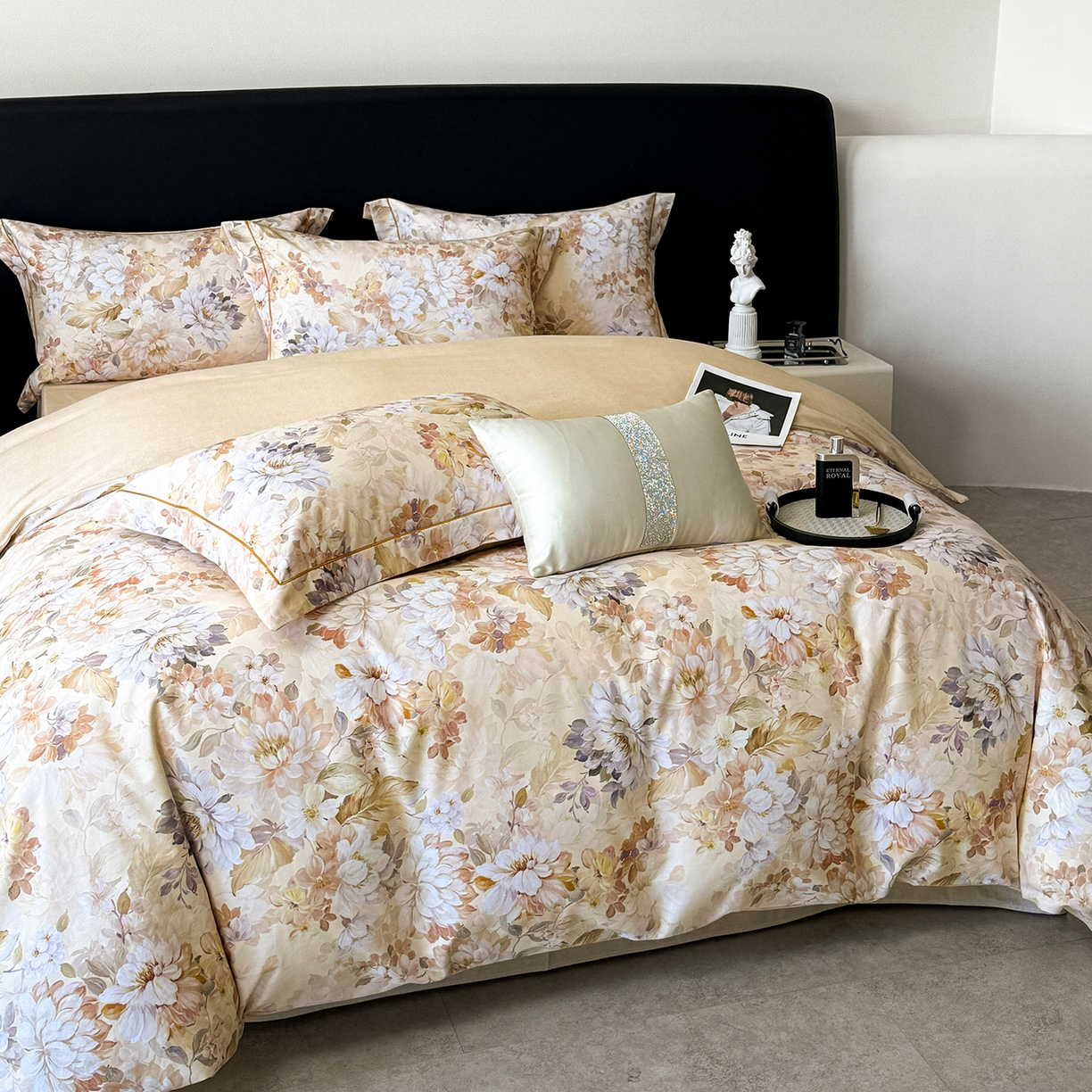 91家纺网 家纺一手货源 找家纺 梵克保罗 2025秋冬新款数码印花全棉磨毛单被套三件套四件套系列 曲艺芳华