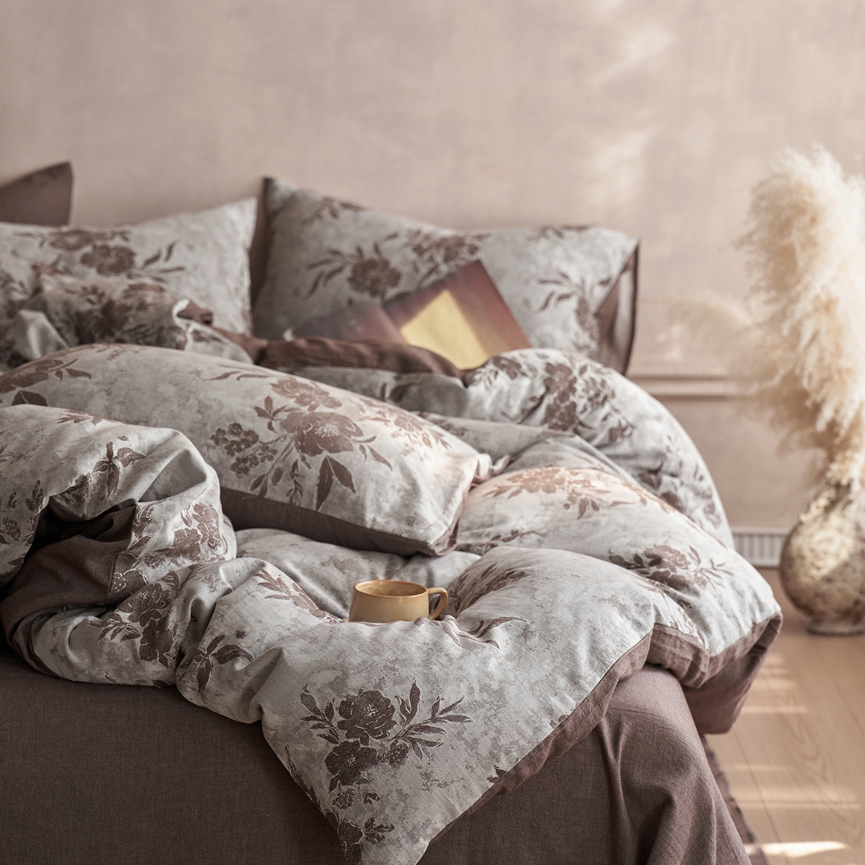 91家纺网 家纺一手货源 找家纺 梵克保罗 2025秋冬新款全棉水洗色织大提花四件套 日照繁花-罗汉果