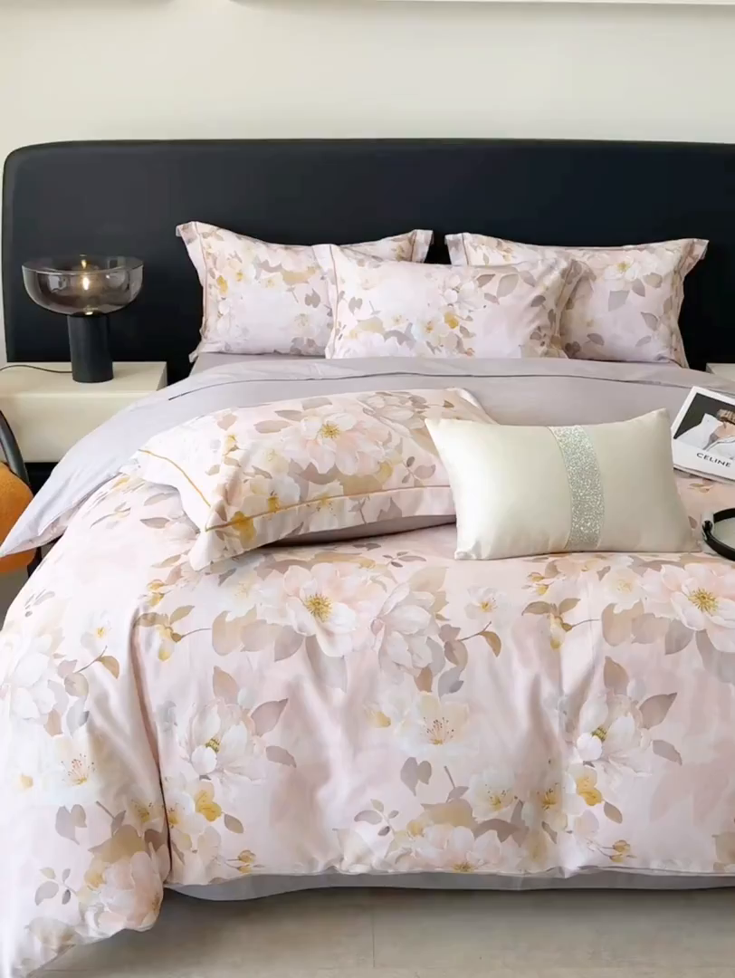 91家纺网 家纺一手货源 找家纺 梵克保罗 2025秋冬新款数码印花全棉磨毛单被套三件套四件套系列 凤穿牡丹