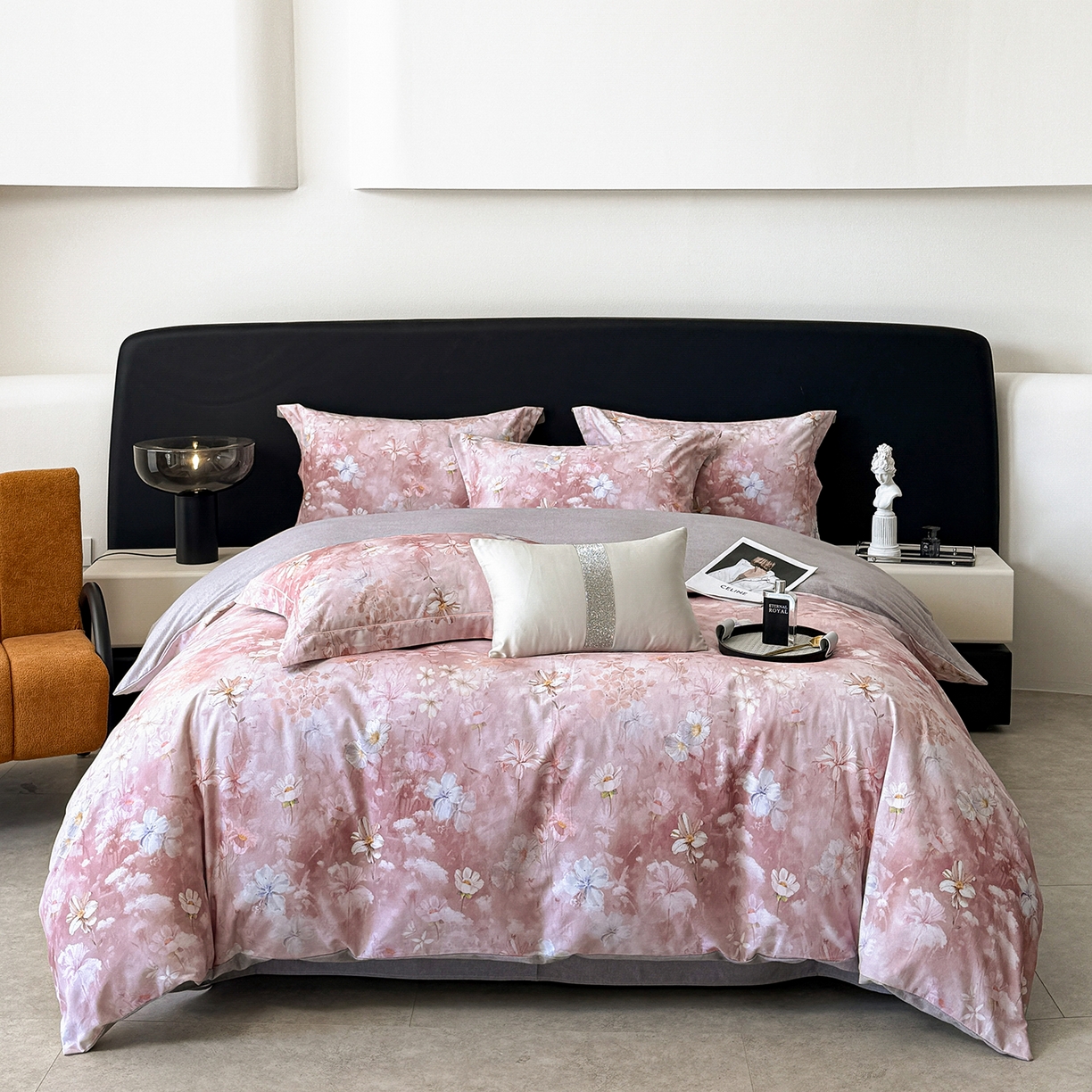 梵克保罗 2025秋冬新款数码印花全棉磨毛单被套三件套四件套系列 莉丽丝-粉