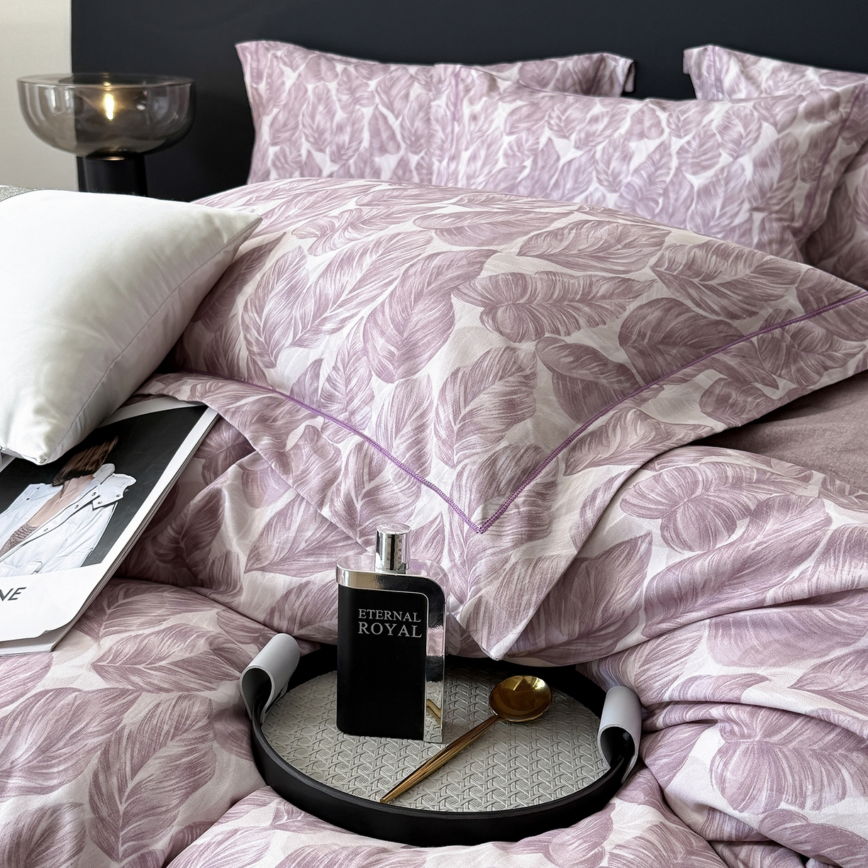 91家纺网 家纺一手货源 找家纺 梵克保罗 2025秋冬新款数码印花全棉磨毛单被套三件套四件套系列 如伊-咖